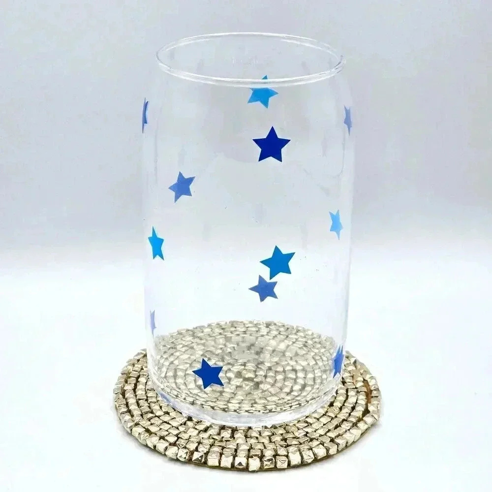 Star Blue 16oz Beer Can Glass Cup NWT‎